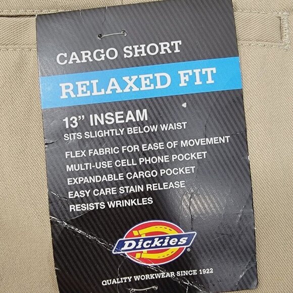 Dickies Flex Cargo Shorts Mens 30 Relaxed Fit Beige Khaki Pockets Twill Workwear - Picture 12 of 16